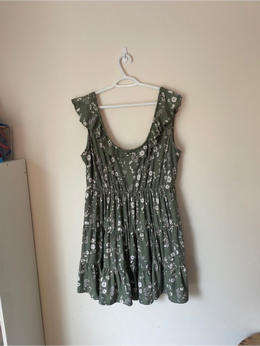 Justify Olive Green Floral Ruffle Mini Dress 2X
